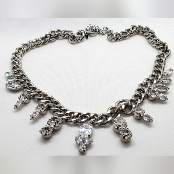 ABS Allen Schwartz - necklace-silver Metal -crystal/rhinestones-pre-owned - Picture 9 of 9